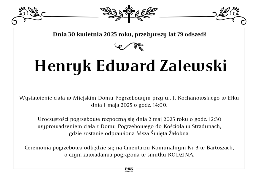 Henryk Edward Zalewski - nekrolog